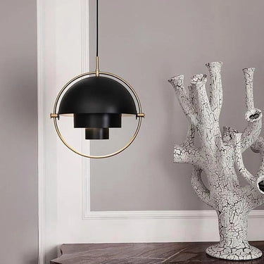Scandinavian Multi-Tier Black Pendant Light – Elegant Kitchen Hanging Fixture with Layered Metal Shades 1